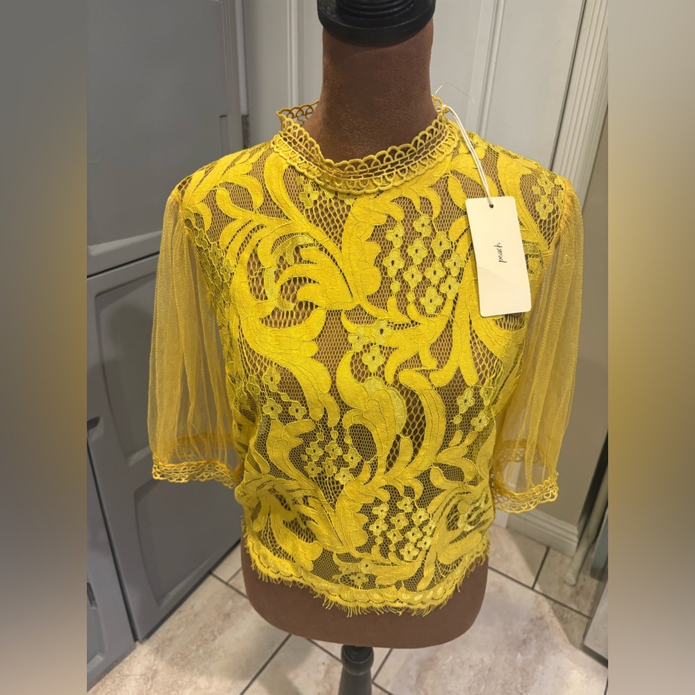 Vibrant Yellow Lace Blouse